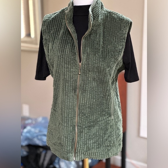 Woolrich Vintage Forest Green Klinsdale Corduroy Vest SZ XL - Picture 2 of 8